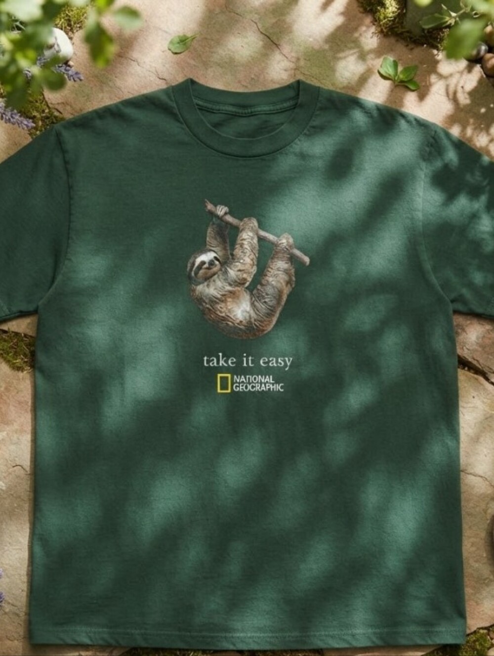 Style National Geographic Sloth Take It Easy Green T-shirt